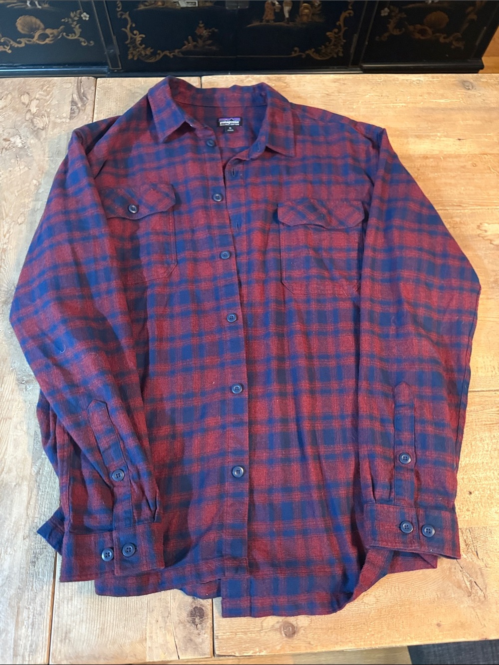 Patagonia Red and Blue Plaid Button-Down Shirt